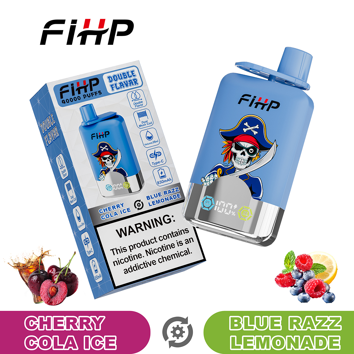 FIHP 40000 Blue Razz Lemonade/Cherry Cola Ice