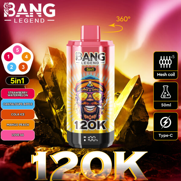 Bang Legend 120K Strawberry Watermelon/Cantaloupe Apple/Cola Ice/Mango Peach/Love 66