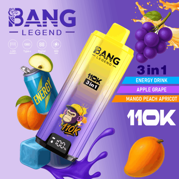 Bang Legend 110K energydrlnk/apple grape/mango peach apricot