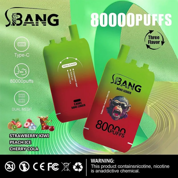 Bang Leader 80000 Strawberry Kiwi/Peach Ice/Cherry Cola