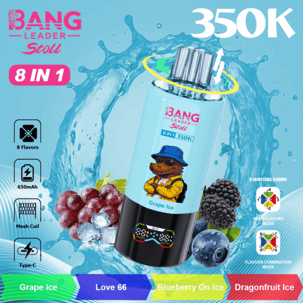 Bang Leader Stoll 350k Grape Ice/Love 66/Blueberry One Ice/Dragonfruit Ice
