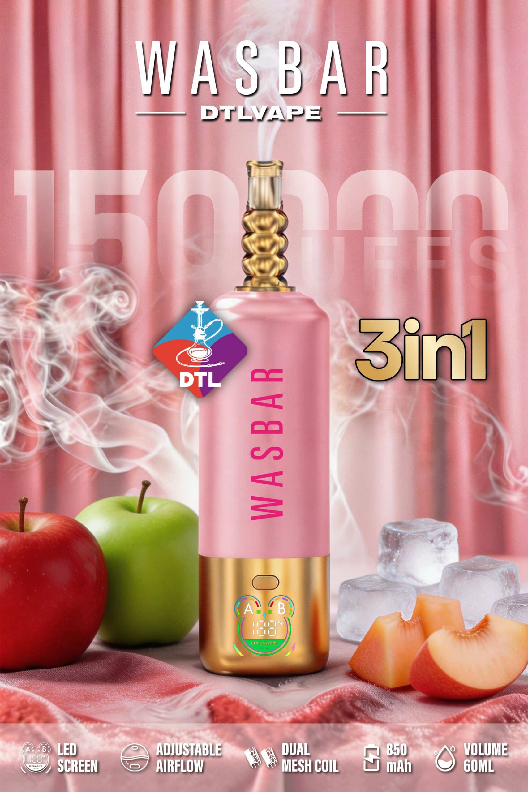 WASBAR DTL 150k Double Apple/Peach Ice