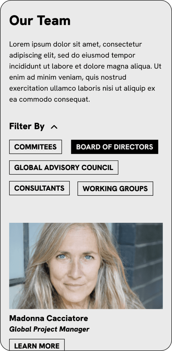 Our Team page of InterPride website on mobile