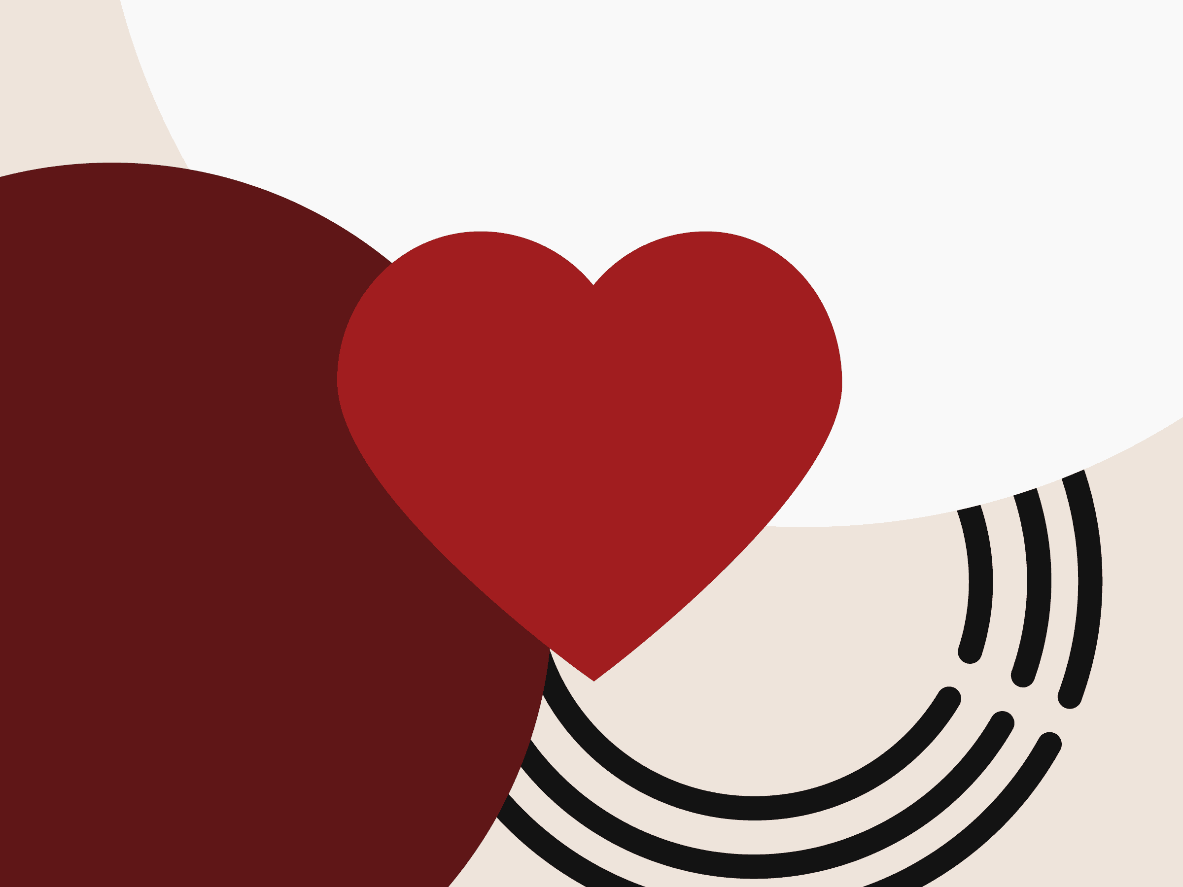 Branding for Stonewall Housing including a red heart on top of a white, cream, burgundy and black background