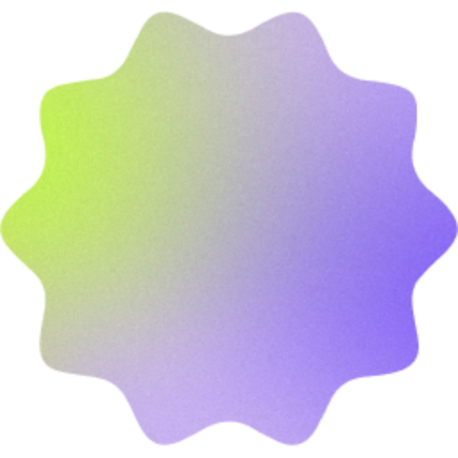 A star-shaped gradient smoothly transitioning from green to purple with a soft texture and blurred edges. The harmonious colour blend creates a calming effect.