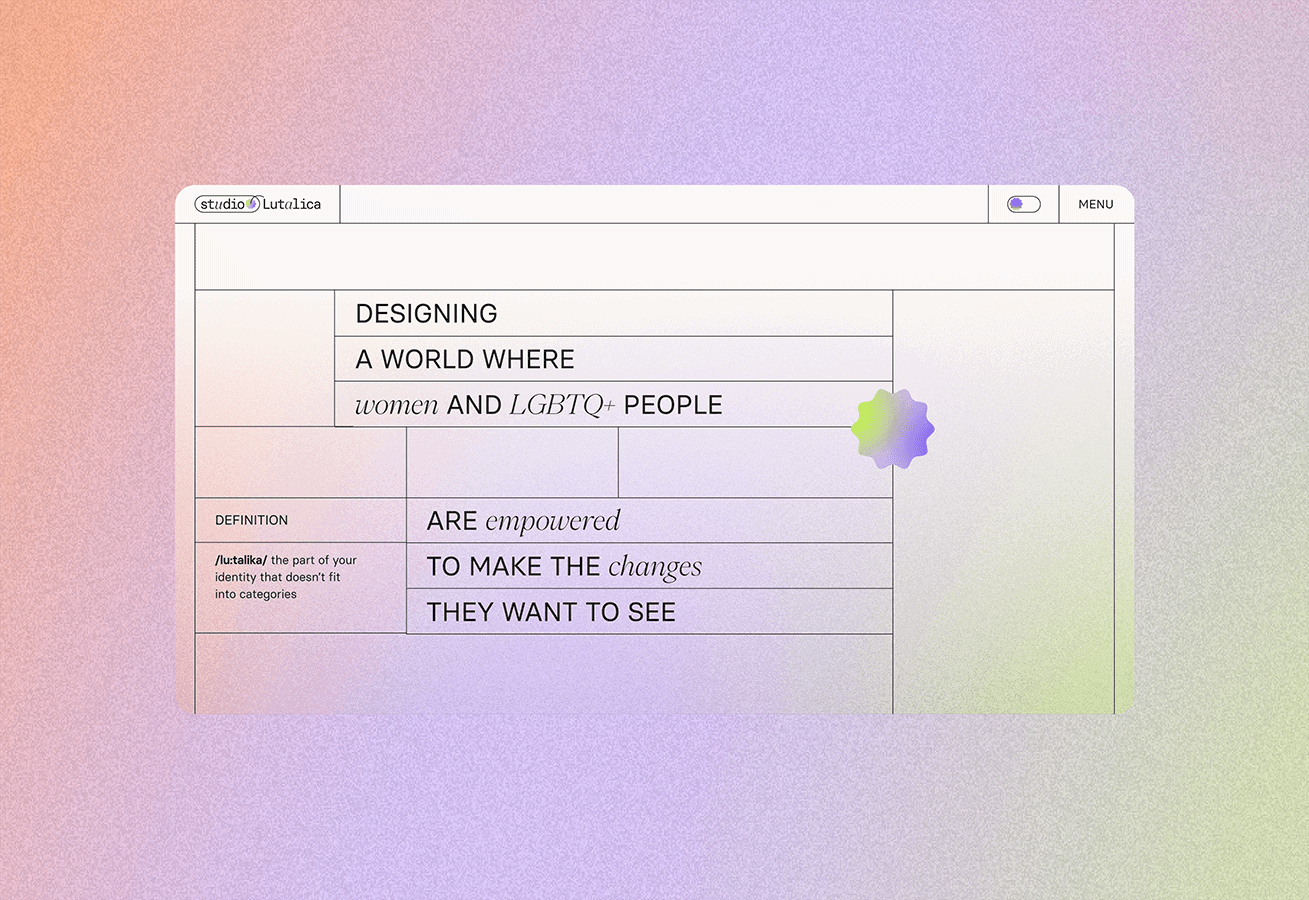 minimalist web design with studio lutalica rainbow gradient