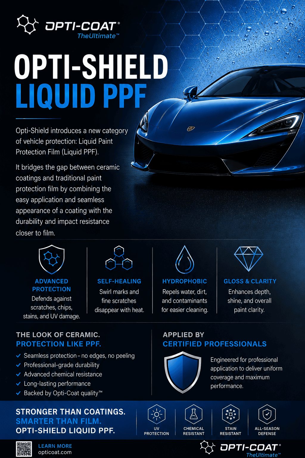 Opti-Shield Liquid PPF promotional flyer - features and benefits