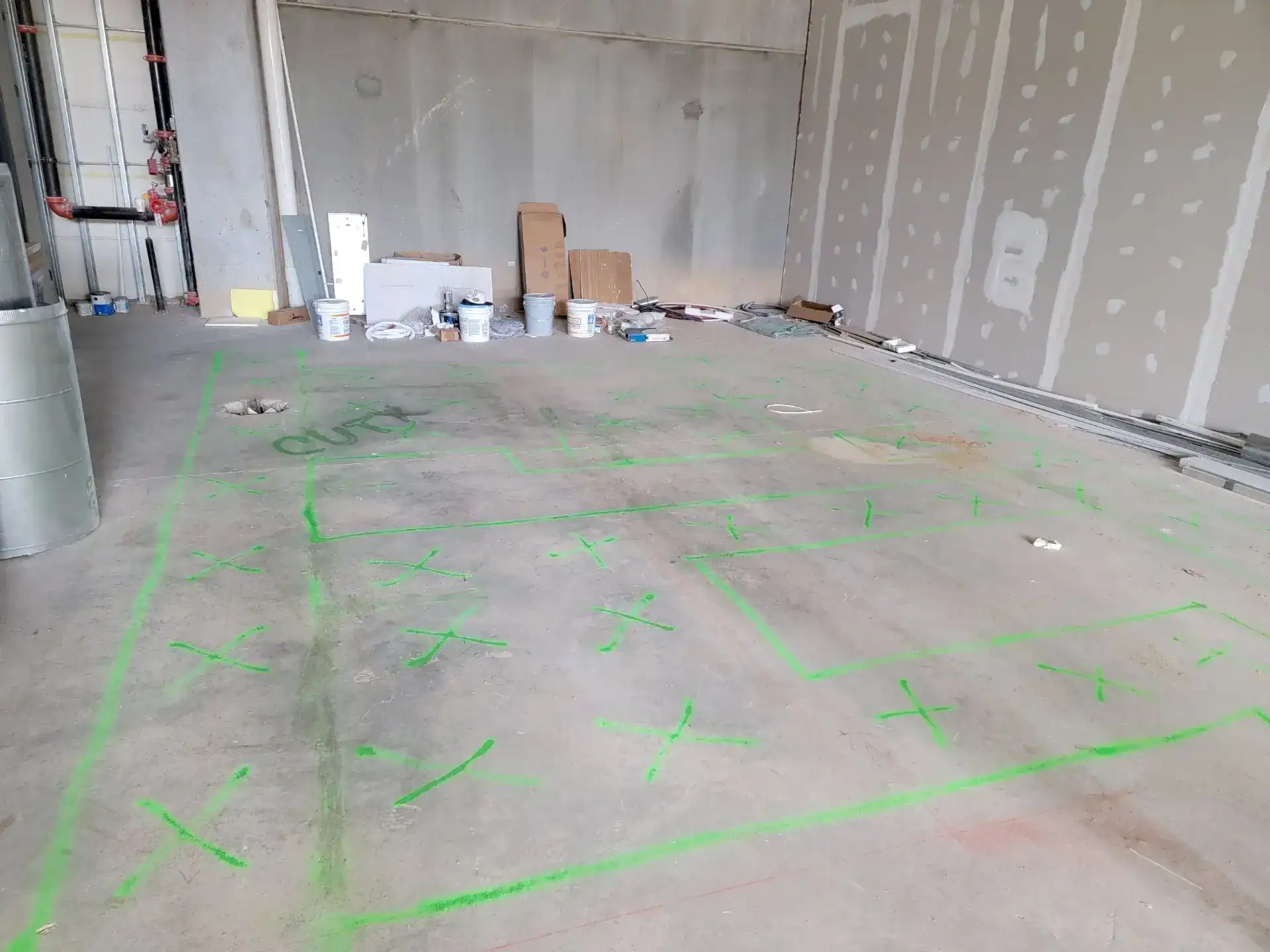 Brews and Hops Taproom Chamblee GA - metal stud framing layout during first-generation tenant improvement by Modern Day Commodities