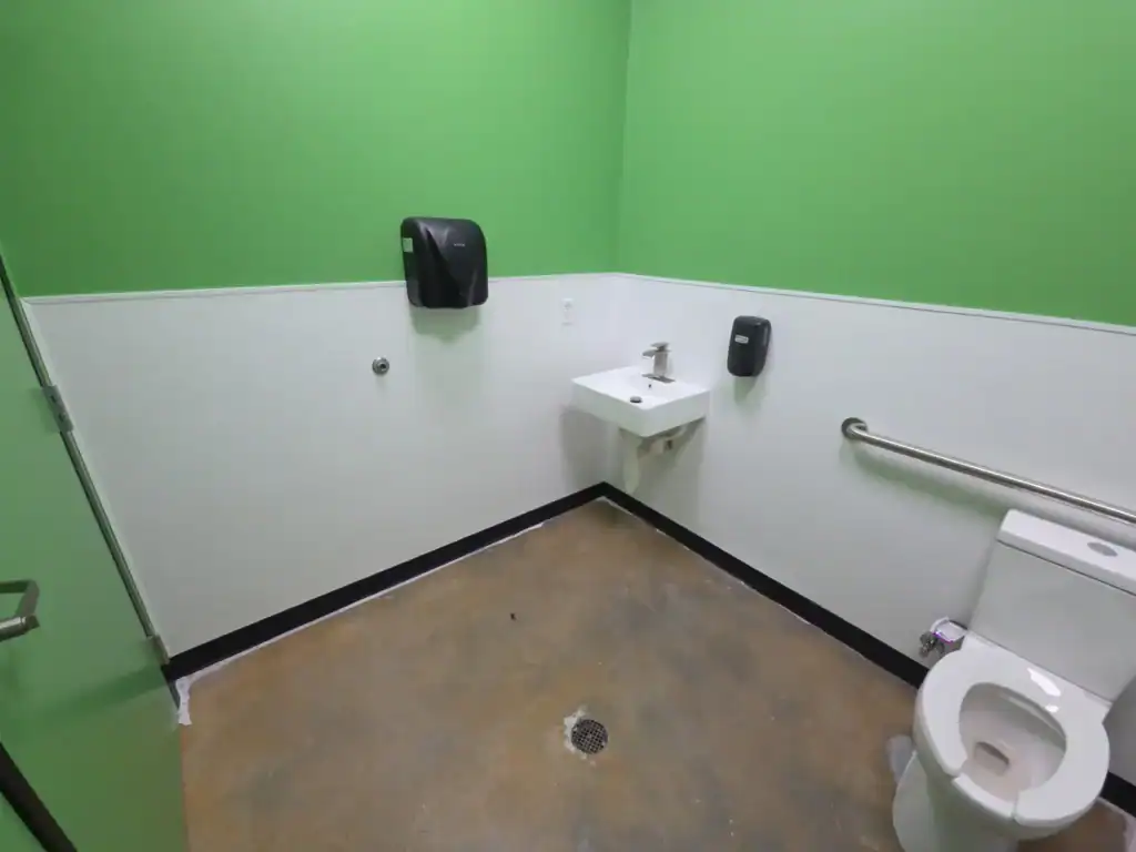 Brews and Hops Taproom Chamblee GA - restroom tile and finishes during first-generation tenant improvement by Modern Day Commodities