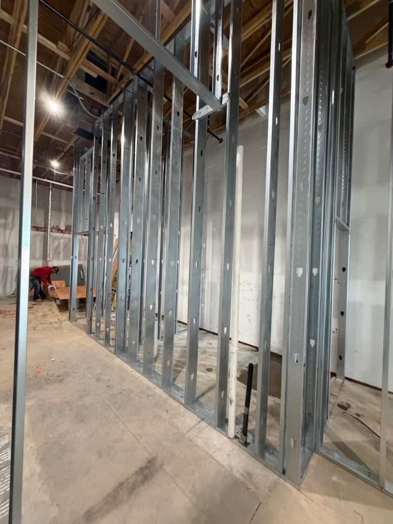 Tropical Smoothie Cafe Covington GA — restaurant interior framing during restaurant build-out by Modern Day Commodities