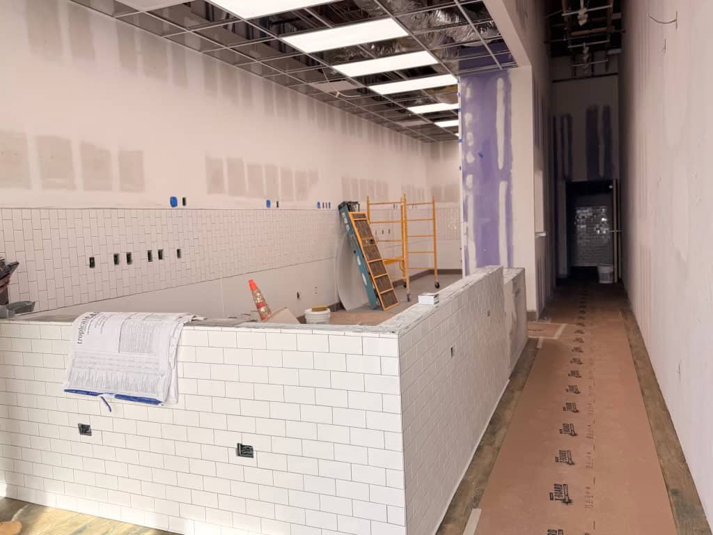 Tropical Smoothie Cafe Covington GA — drywall finishing and taping during restaurant build-out by Modern Day Commodities