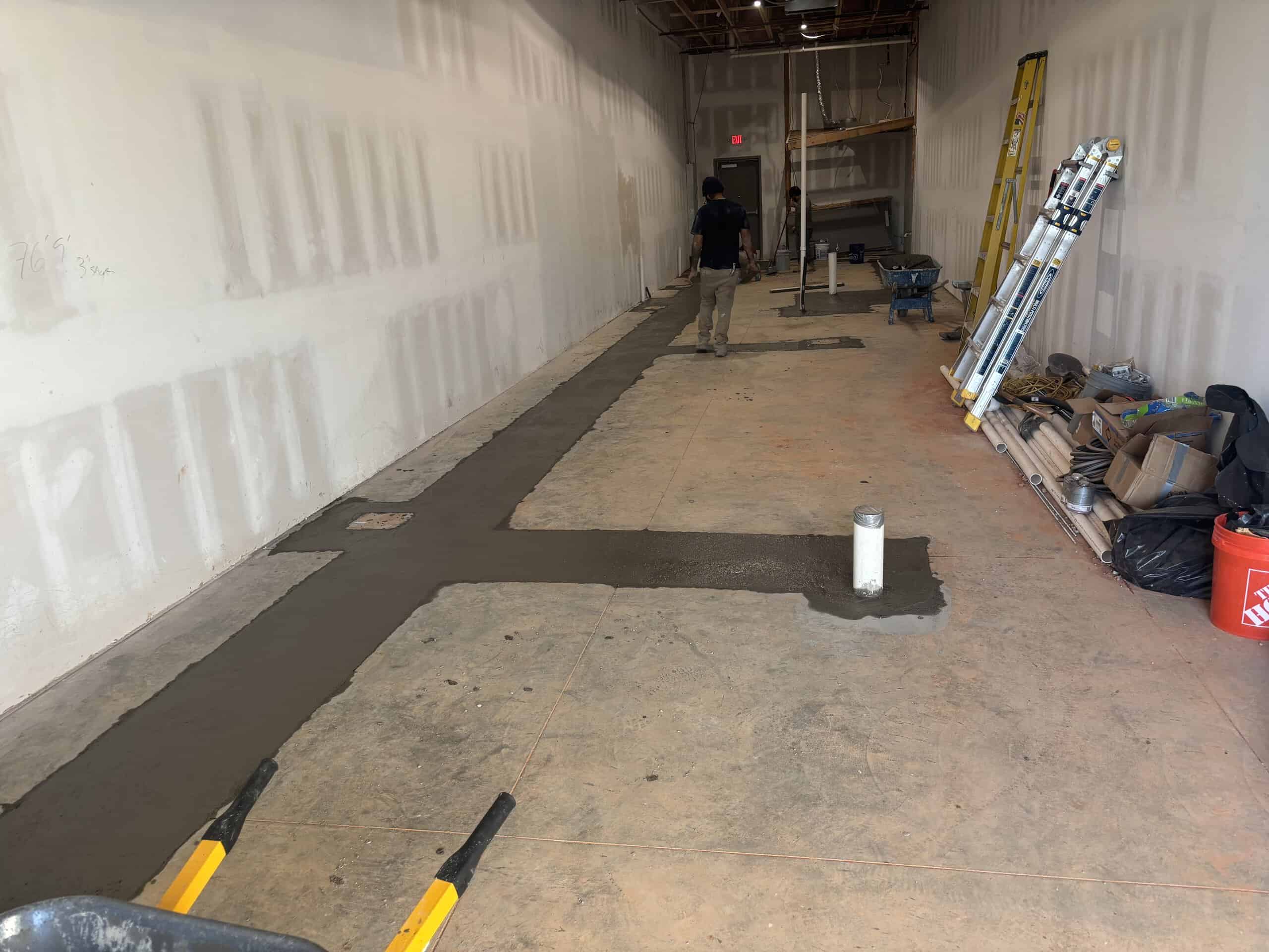 Tropical Smoothie Cafe Covington GA — site cleared for framing layout during restaurant build-out by Modern Day Commodities