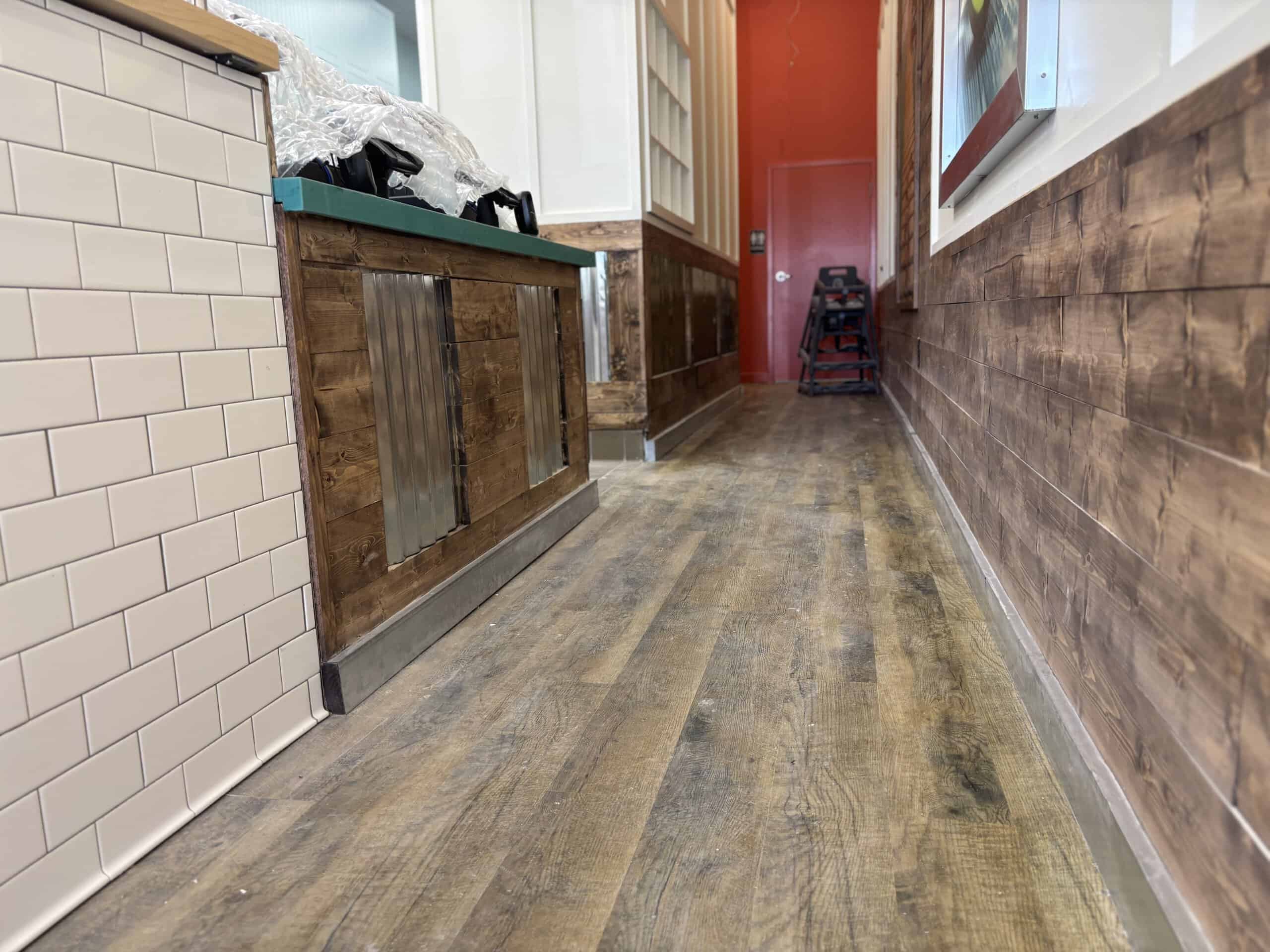 Tropical Smoothie Cafe Covington GA — service counter construction during restaurant build-out by Modern Day Commodities