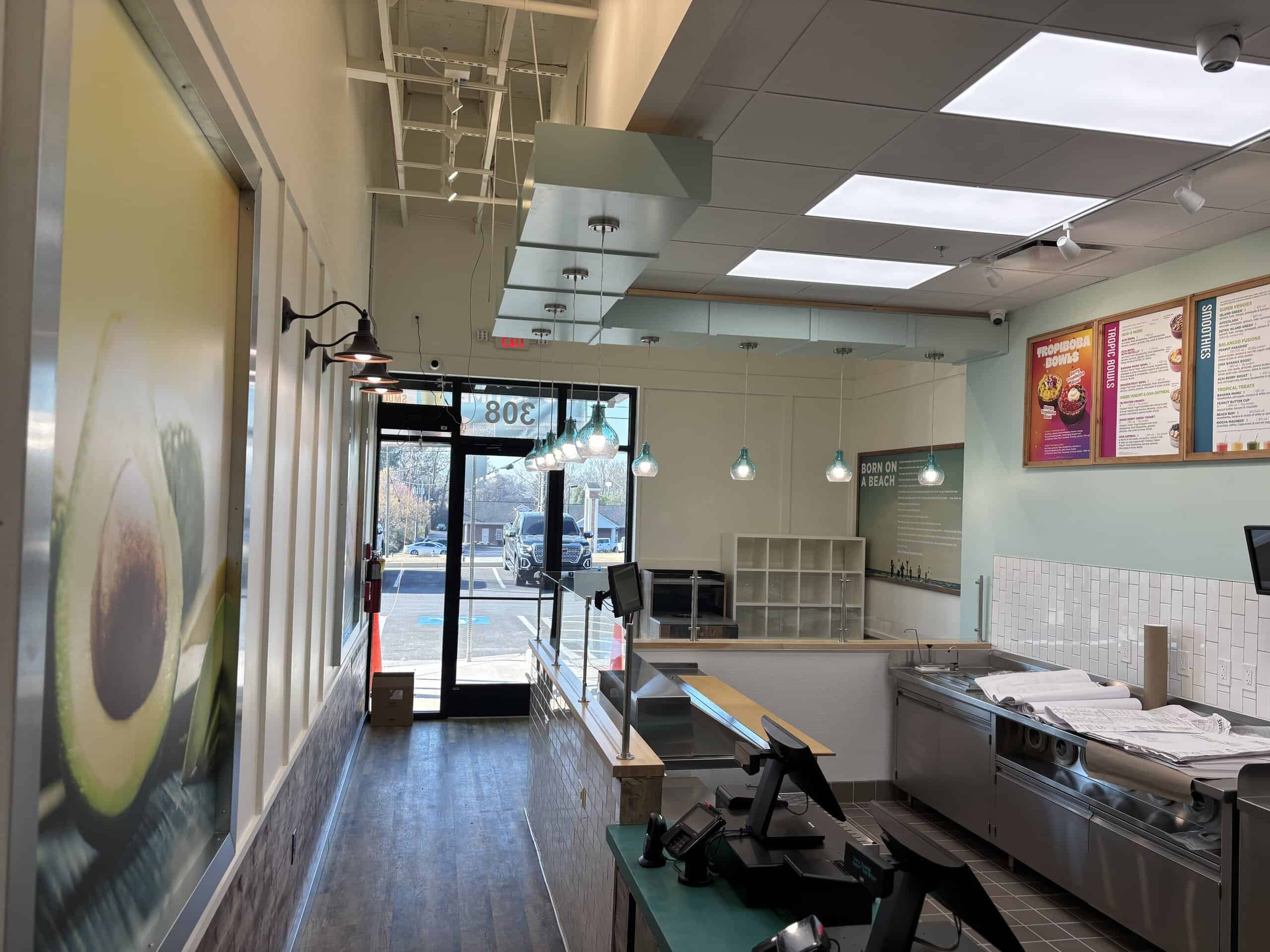 Tropical Smoothie Cafe Covington GA — door and hardware installation during restaurant build-out by Modern Day Commodities