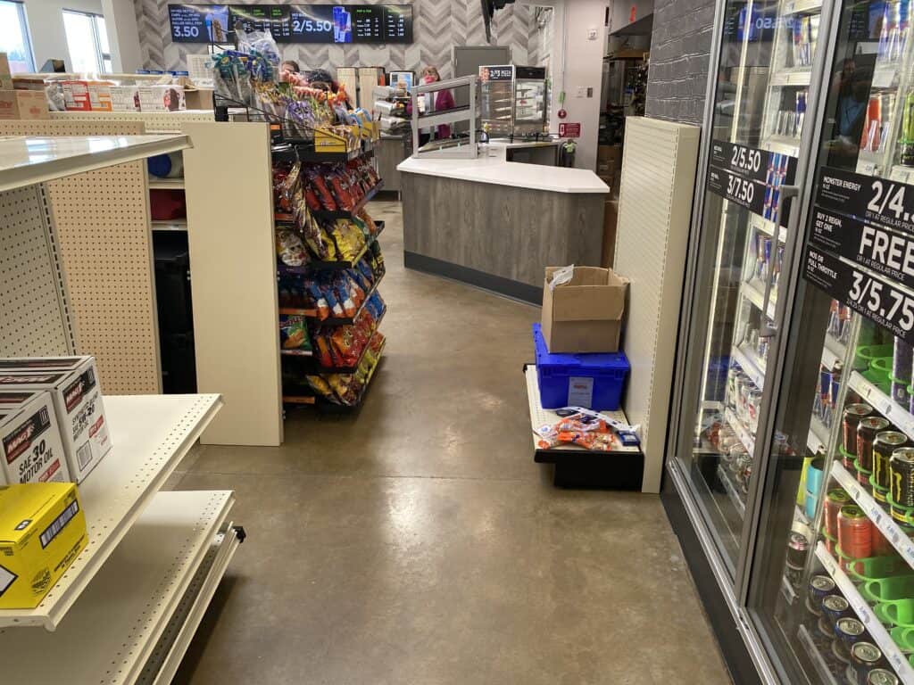 stainless steel wall panel installation food service area Hy-Vee Illinois
