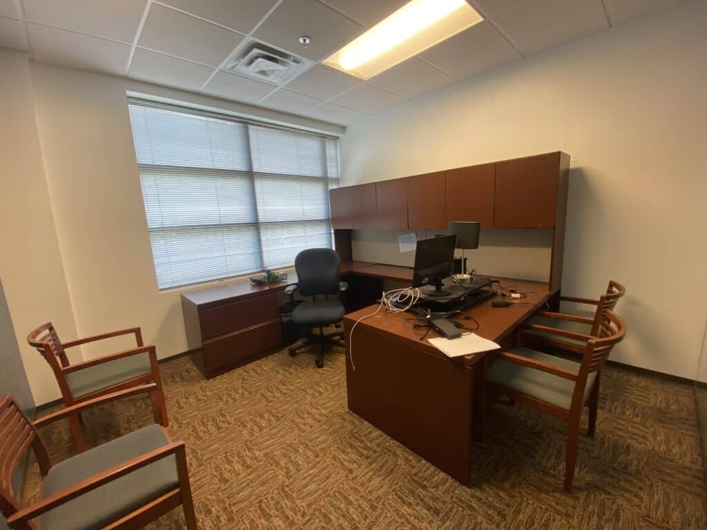 ADA-compliant drinking fountain and fire door installation - commercial office build-out Dunwoody GA