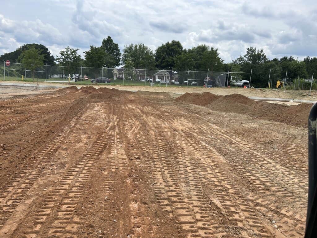 Parking lot site preparation and grading work during Ross Dress for Less parking lot construction Decatur GA