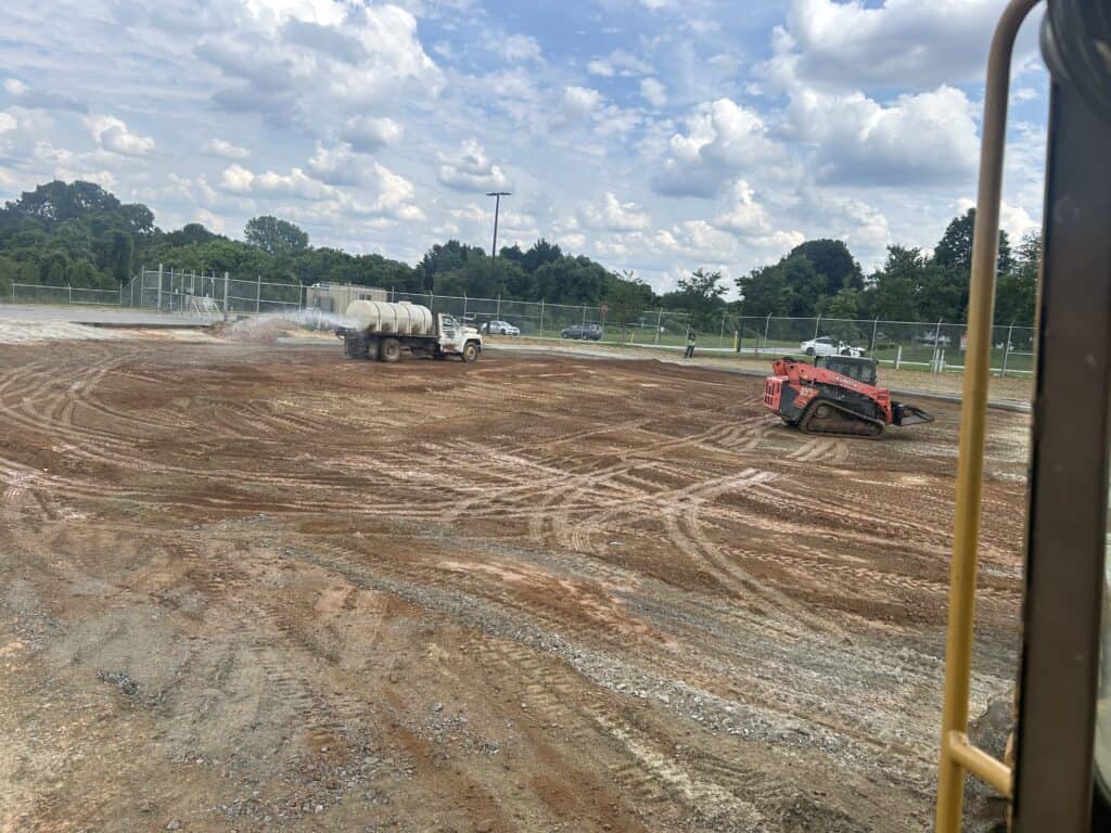 Excavation and site work in progress during Ross Dress for Less parking lot construction Decatur GA