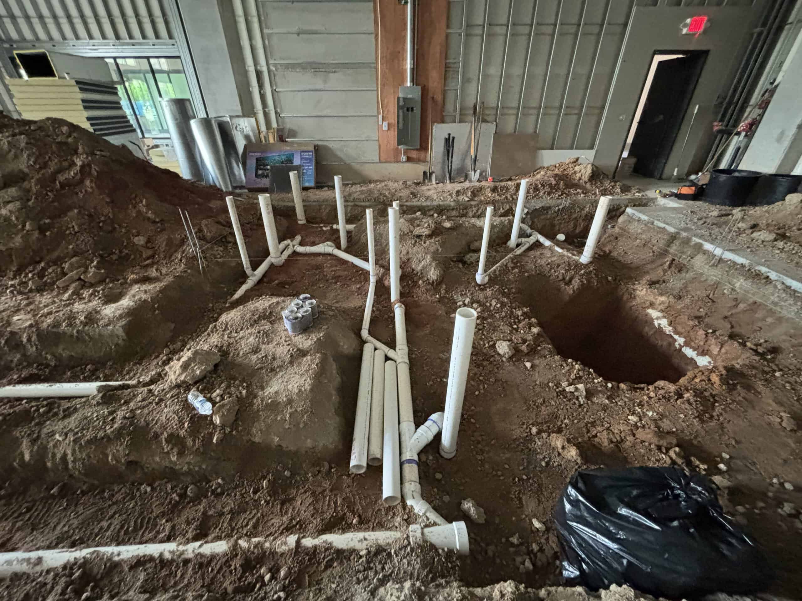 Brews and Hops Taproom Chamblee GA - slab patch after underground utilities during first-generation tenant improvement by Modern Day Commodities