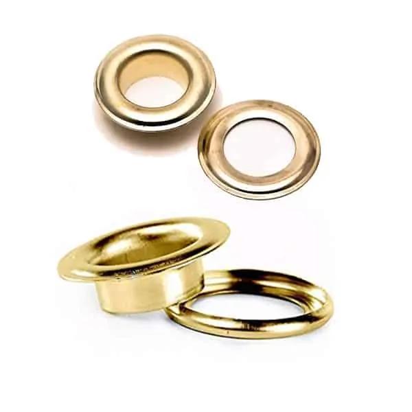 Ollado + arandela metal brass 12 mm. Paq. 500 unidades