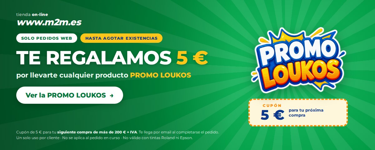 Te regalamos 5 € por llevarte cualquier producto PROMO LOUKOS: cupón para tu siguiente compra de más de 200 € + IVA. Solo pedidos web, hasta agotar existencias.
