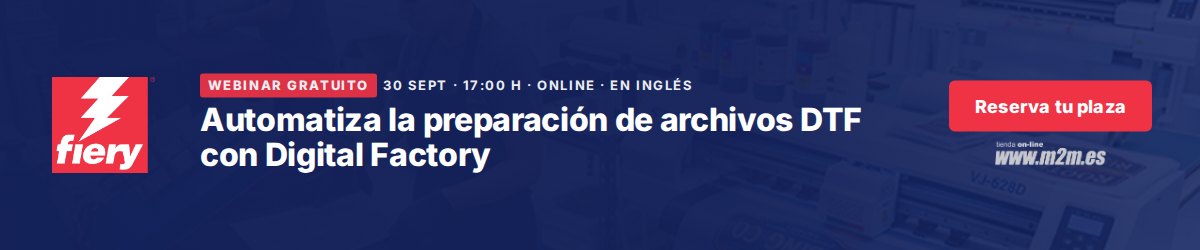 Webinar gratuito de Fiery Digital Factory, en inglés: menos tiempo preparando archivos, más tiempo imprimiendo. Miércoles 30 de septiembre, 17:00 h. Reserva tu plaza