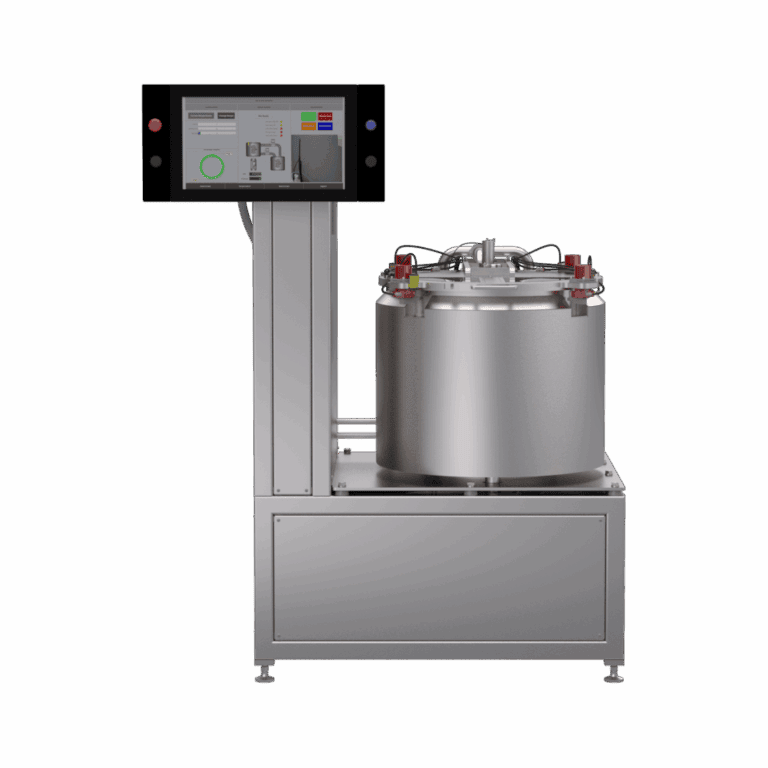 High-precision industrial testing equipment with touchscreen interface and stainless steel housing.