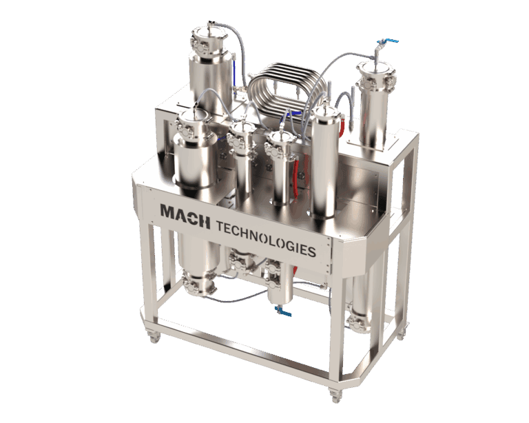 High-precision industrial filtration system by Mach Technologies, stainless steel design for optimal performance.