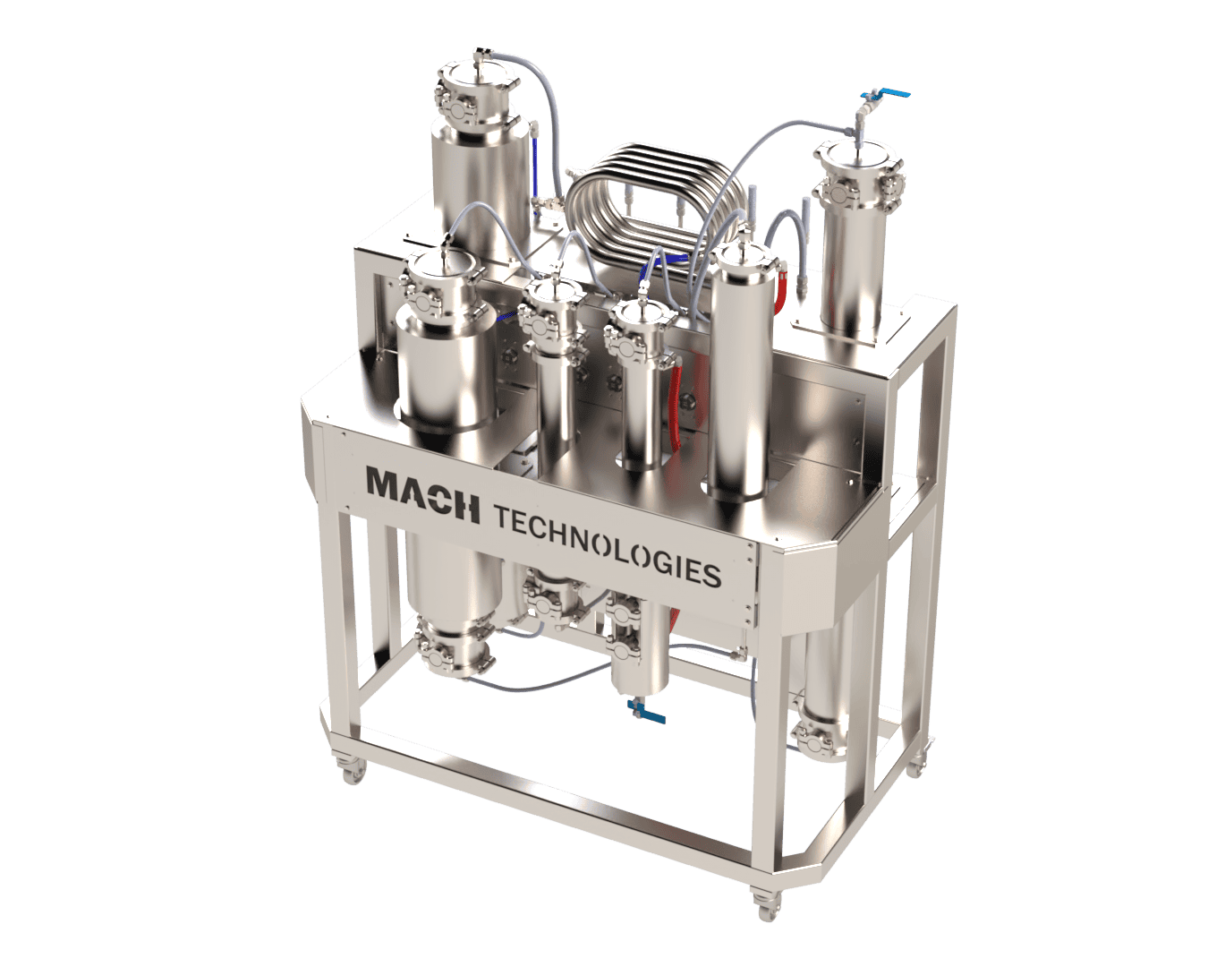 High-precision industrial filtration system by Mach Technologies, stainless steel design for optimal performance.