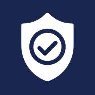 Secure cybersecurity shield with checkmark representing protection and trust.