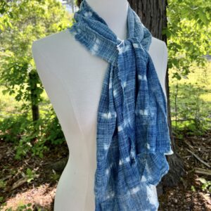 "Ticker Tape" Naturally dyed Indigo Scarf