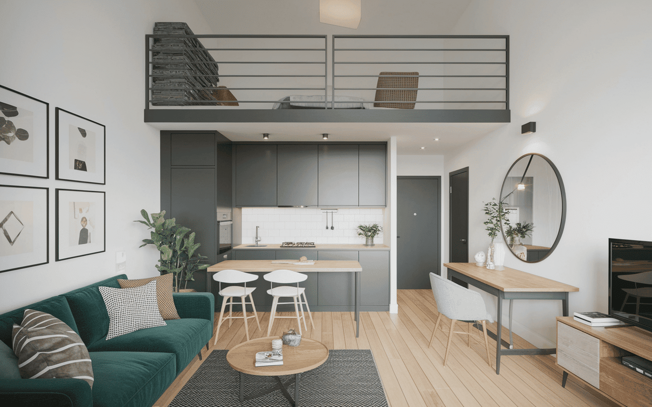 aménagement petite maison 50m2 coin nuit séparé cuisine optimisée
