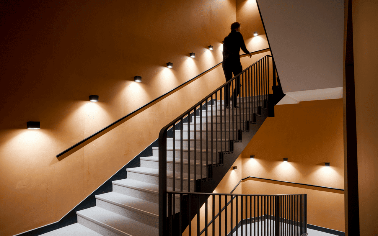 applique mural pour escalier sécurisé lumière douce sans ombre