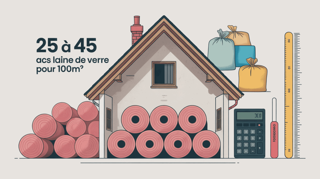 Combien de sac de laine de verre pour 100m2 vue coupe maison rouleaux sacs