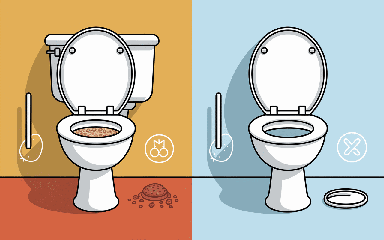 brosse wc silicone propre à côté d'une brosse classique sale