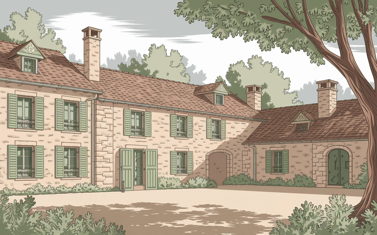 hameau a vendre ensemble batiments pierre cour pavee