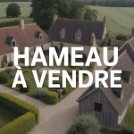 hameau a vendre vue aerienne batiments pierre champs