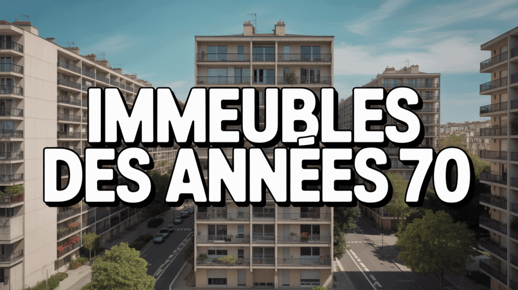 Vue urbaine immeuble année 70 façades béton balcons