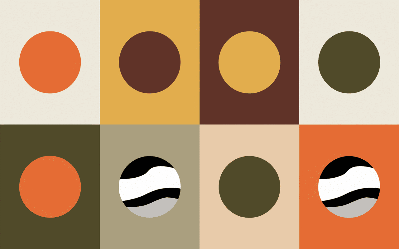 Palette couleurs et formes rondes lampe année 70