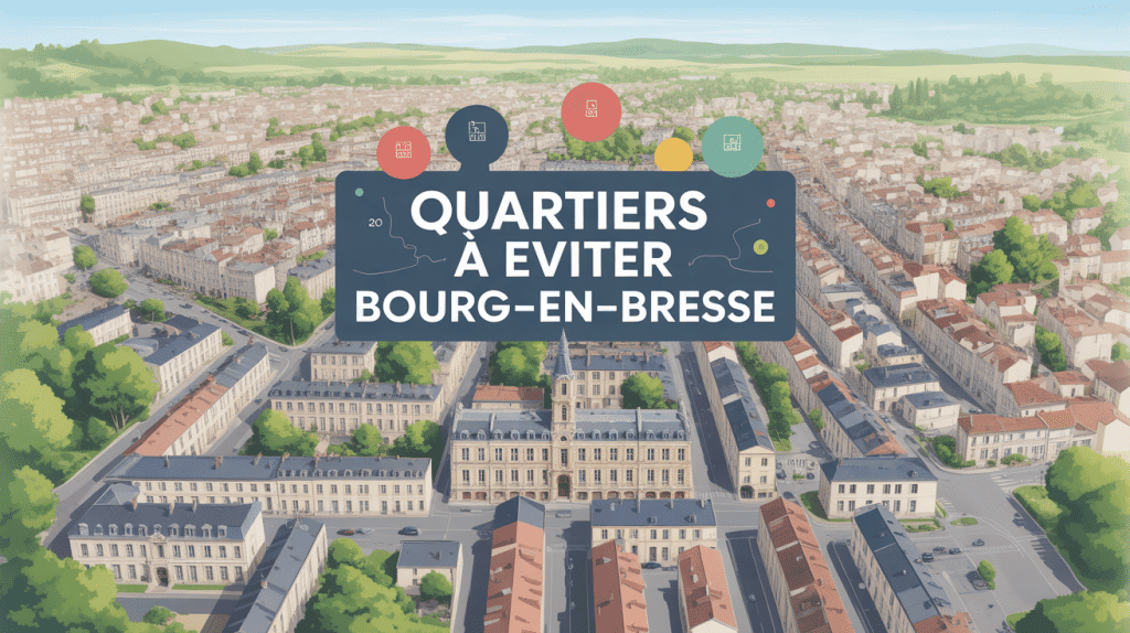 Vue aérienne quartier à éviter Bourg-en-Bresse carte contrastée