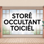 Fenêtre avec store occultant Toiciel baissé lumière douce