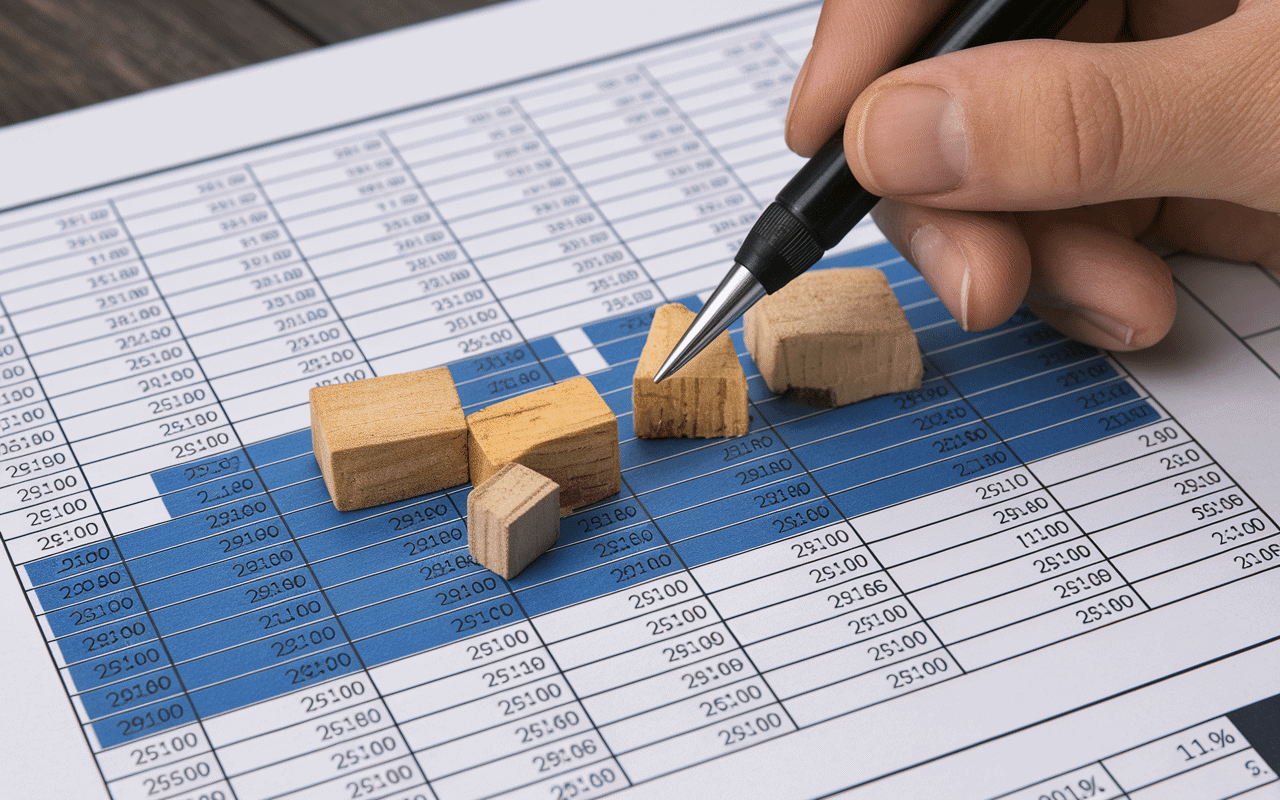 Détail tableau excel chiffrage travaux gratuit avec icônes