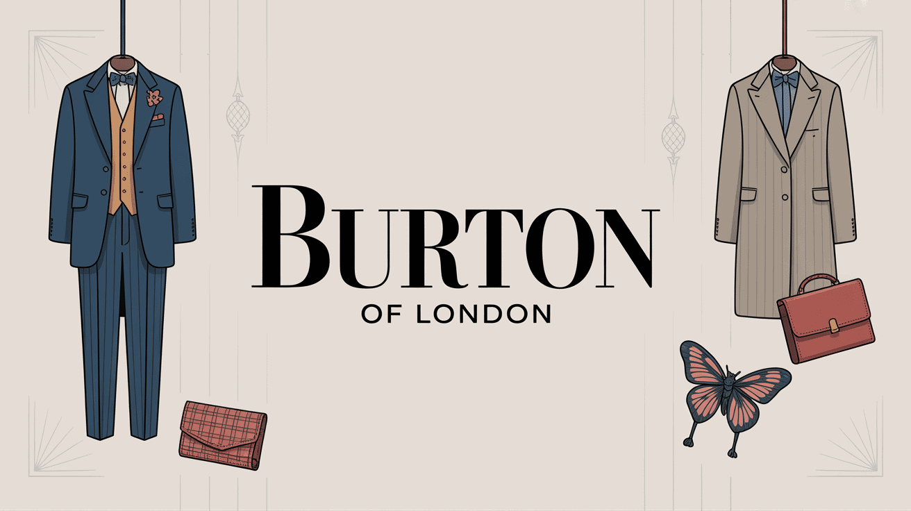 costume burton of london sur cintre avec style britannique