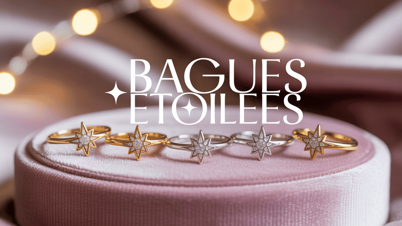 Bague ring with stars sur velours en lumière douce