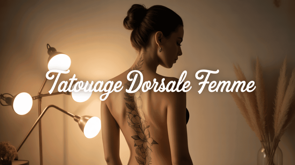 tatouage dorsale femme motif floral delicate