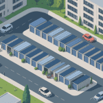 acheter des garages vue aerienne quartier urbain garages voitures