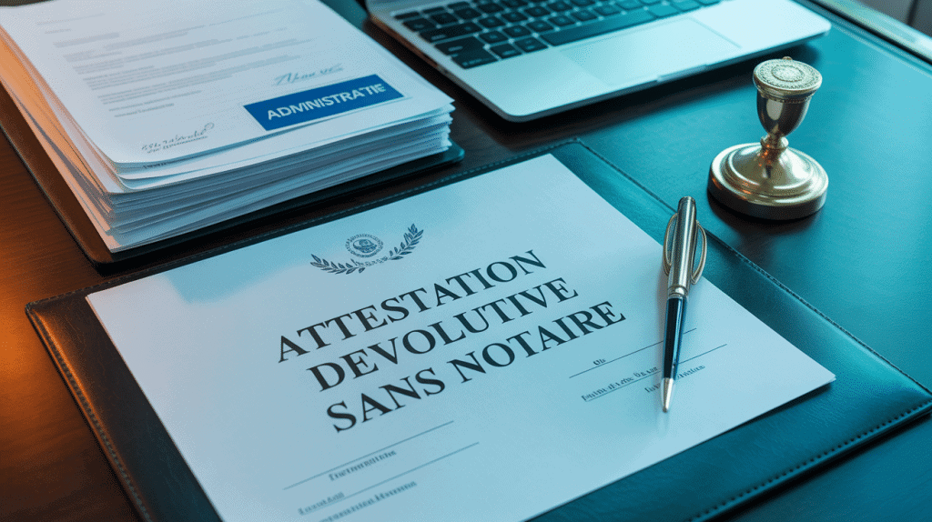 Attestation dévolutive sans notaire sur bureau professionnel