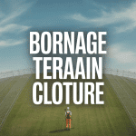 Vue aérienne terrain clôturé bornage géomètre