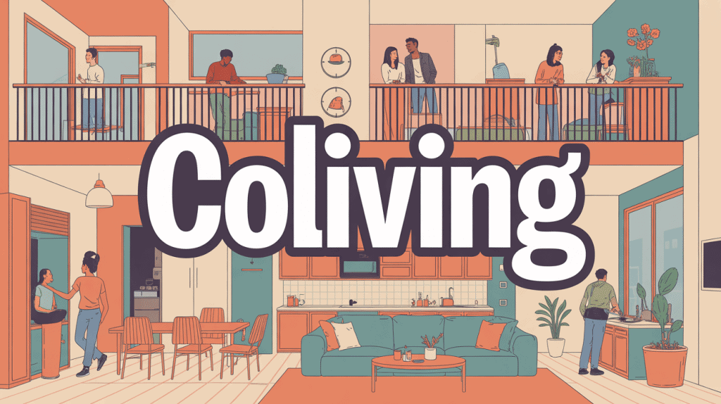 Coliving définition immeuble moderne lumineux espaces communs
