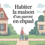 habiter la maison d'un parent en ehpad illustration facade et ehpad